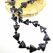 Работы для детей, handmade. Livemaster - original item Beads Black asymmetry 56 cm. Handmade.