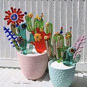 Для дома и интерьера handmade. Livemaster - original item Stained glass: Fusing glass Prickles-cacti. Handmade.