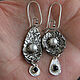 Order Boho style silver earrings with pearls and garnets. etnoart (etnoart). Livemaster. . Earrings Фото №3