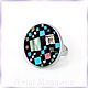Harlequin RING. Size 17.5-18. Turquoise, Mother Of Pearl, Rhodonite, Rings, Moscow,  Фото №1