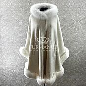 Одежда handmade. Livemaster - original item Beautiful white poncho with arctic fox fur. Handmade.