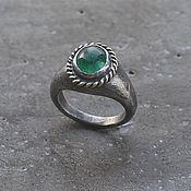 Украшения handmade. Livemaster - original item Emerald ring, silver and brass. Handmade.