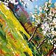 Blooming Apple Trees Oil painting Rustic Landscape. Pictures. Vladyart. My Livemaster. Фото №6