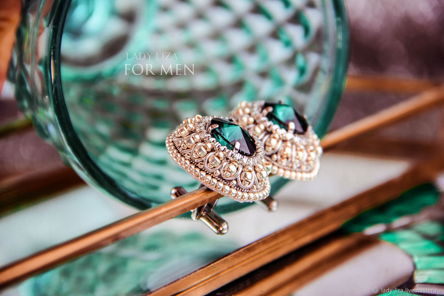 Cufflinks: Ferhat. color: emerald. Men's jewelry. Cufflinks for men, Cuff Links, Krasnodar,  Фото №1