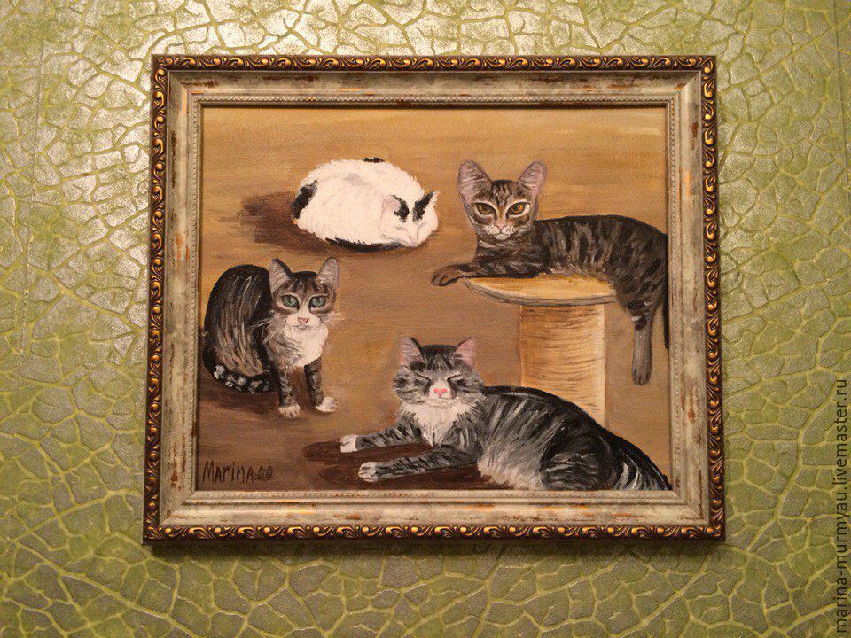 Рассказ по картине кошка с котятами. Рассказывание по картине кошка с котятами. Картина кошка в рамке. Сафронов кошки картины. Коллекция кошек картинн.