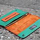  Combi leather tobacco pouch Green and orange, Wallets, Moscow,  Фото №1