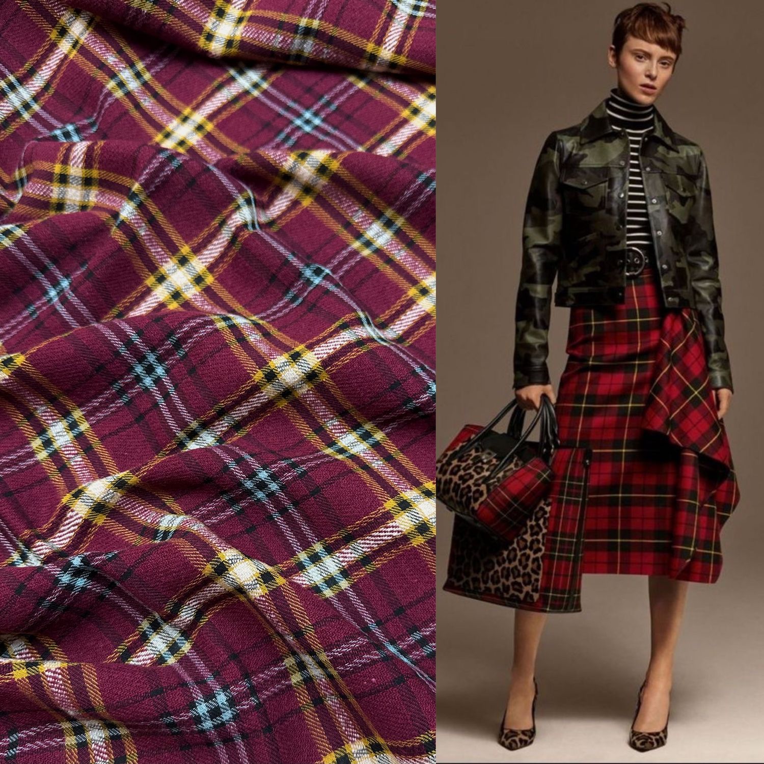 Шерсть с вискозой тартан купить в интернет-магазине Ярмарка Мастеров по ...