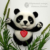 Украшения handmade. Livemaster - original item The brooch is in Love with Panda – bamboo-bear wool felting. Handmade.