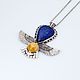 Order Pendant with lapis lazuli and amber 'Bird Falcon'.Obereg. geliar. Livemaster. . Pendants Фото №3