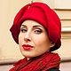 hats: Red felt hat ' Cinnabar», Hats1, Moscow,  Фото №1