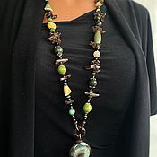 Работы для детей, handmade. Livemaster - original item Women`s long beads, natural stones large boho jewelry to buy. Handmade.