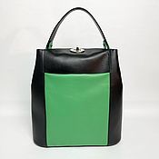 Сумки и аксессуары handmade. Livemaster - original item Bag bag made of genuine leather in color black green. Handmade.
