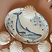 Посуда handmade. Livemaster - original item The dreamer whale:) Plate handmade pottery. Handmade.