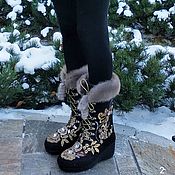Обувь ручной работы handmade. Livemaster - original item Felted boots with rhinestones. Handmade.