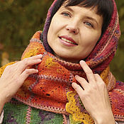 Women summer beret knitted cotton openwork Orange-purple