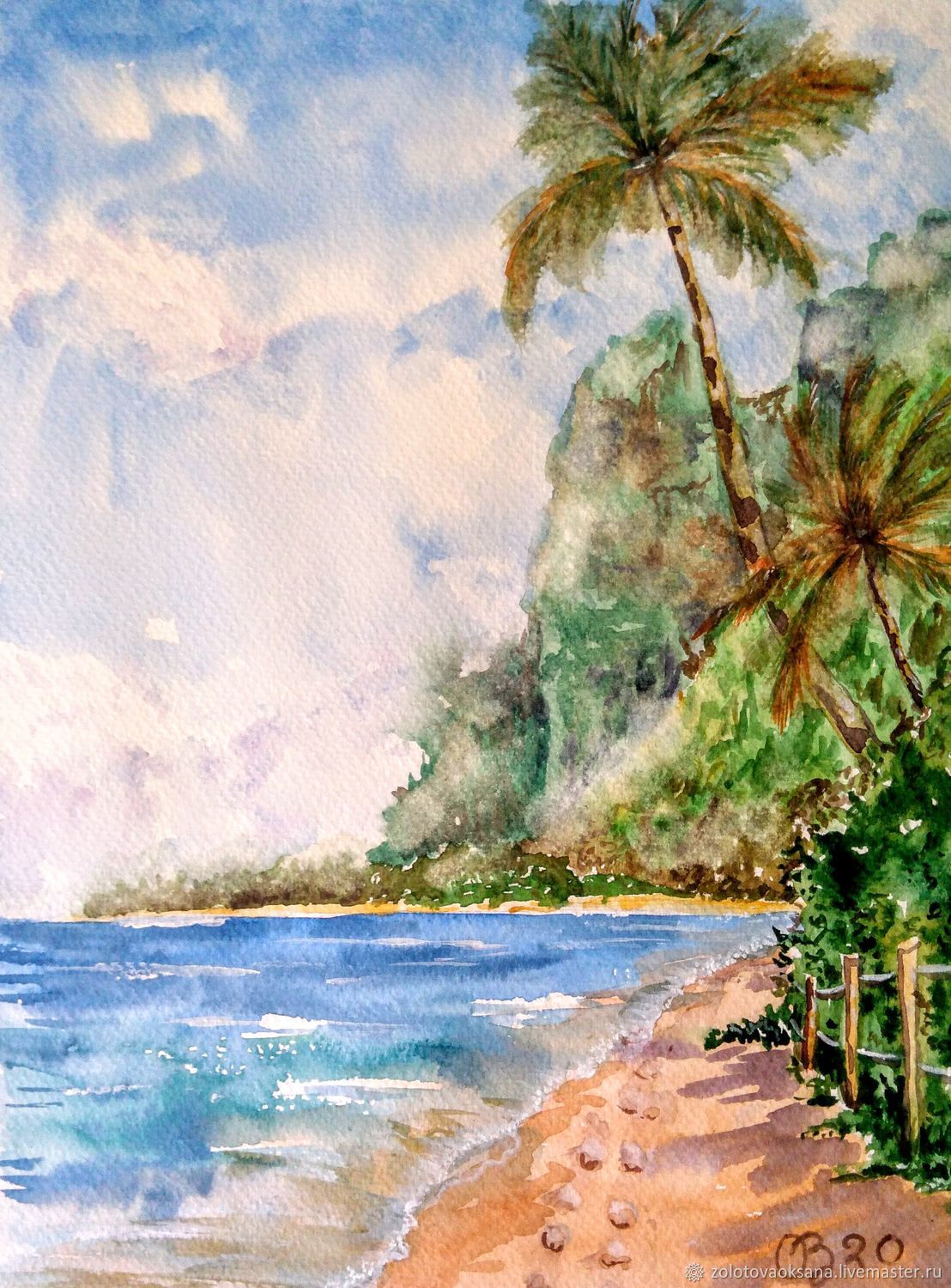 Пляжный пейзаж рисунок