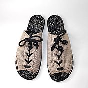 Обувь ручной работы handmade. Livemaster - original item Knitting slippers, p.37, beige cotton. Handmade.