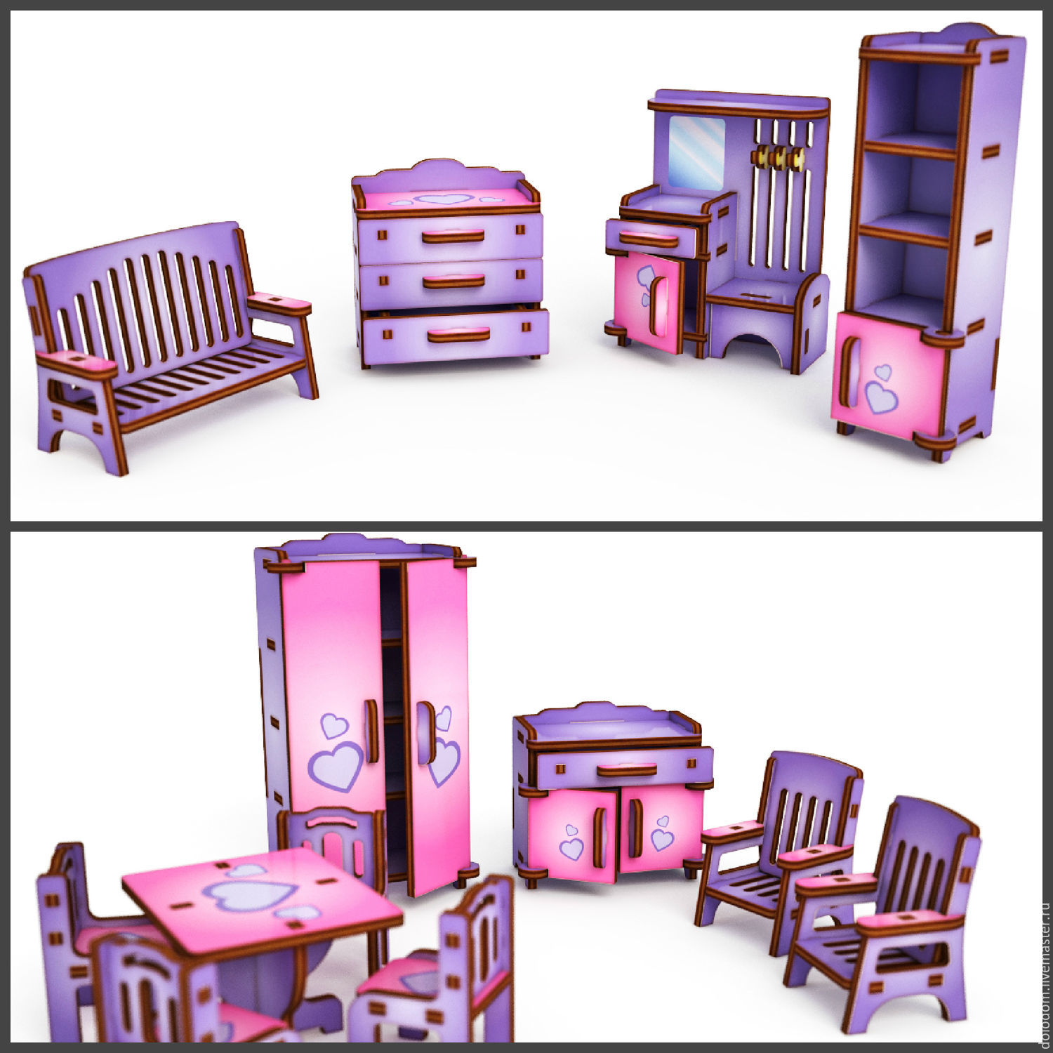 Мебель с фиолетовыми вставками