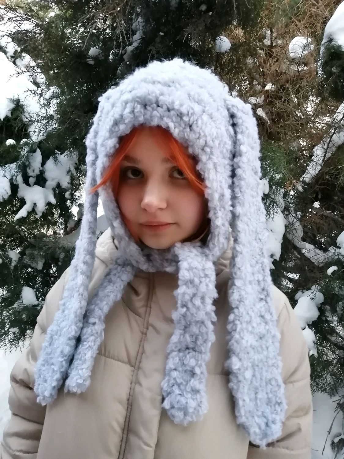 Шапка вязаная зимняя Зайчик в интернет-магазине Ярмарка Мастеров по ...