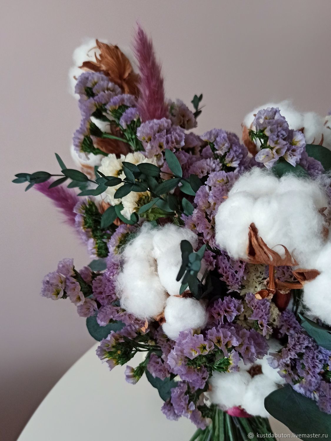 Цветы: Букет из сухоцветов с хлопком и эвкалиптом в интернет-магазине ...