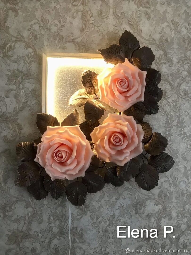 Настенный светильник из изолона:Картина из роз:ручная работа. в ...