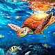  Sea turtle. Original. Pastel, Pictures, St. Petersburg,  Фото №1