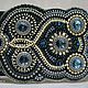 Dark blue wide elastic belt bead embroidery Swarovski, Belt, St. Petersburg,  Фото №1