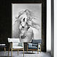 Картины интерьерные на холсте Белая лошадь Черно-белая картина, Картины, Москва,  Фото №1