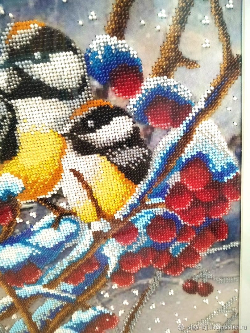 Картины: "Синички на рябине" вышивка бисером купить в интернет-магазине ...