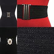 Аксессуары handmade. Livemaster - original item Belt-elastic Textured Black h-60mm, woven, different buckles to choose. Handmade.