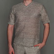 Мужская одежда ручной работы. Ярмарка Мастеров - ручная работа 100%lino. Camiseta para hombre