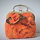 Order Bag with clasp: Bag felted orange beautiful Caprice. Magia voyloka (Magia-voyloka). Livemaster. . Clasp Bag Фото №3