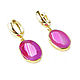 Earrings with agate, pink earrings large agate, earrings gift, Earrings, Moscow,  Фото №1