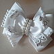 Dressy white silver bow of REP ribbons to school on September 1, Hairpins, Belgorod,  Фото №1