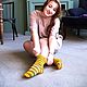 Knitted socks yellow rainbow 24 cm foot warm wool striped. Socks. knitsockswool. Online shopping on My Livemaster.  Фото №2