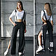 Wide-leg trousers for women, button-down trousers, black trousers with suspenders, Pants, Novosibirsk,  Фото №1
