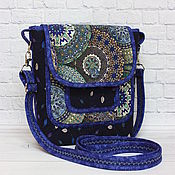 Сумки и аксессуары handmade. Livemaster - original item Handbag with flap, over the shoulder, Made of fabric, Cross-body, Blue. Handmade.