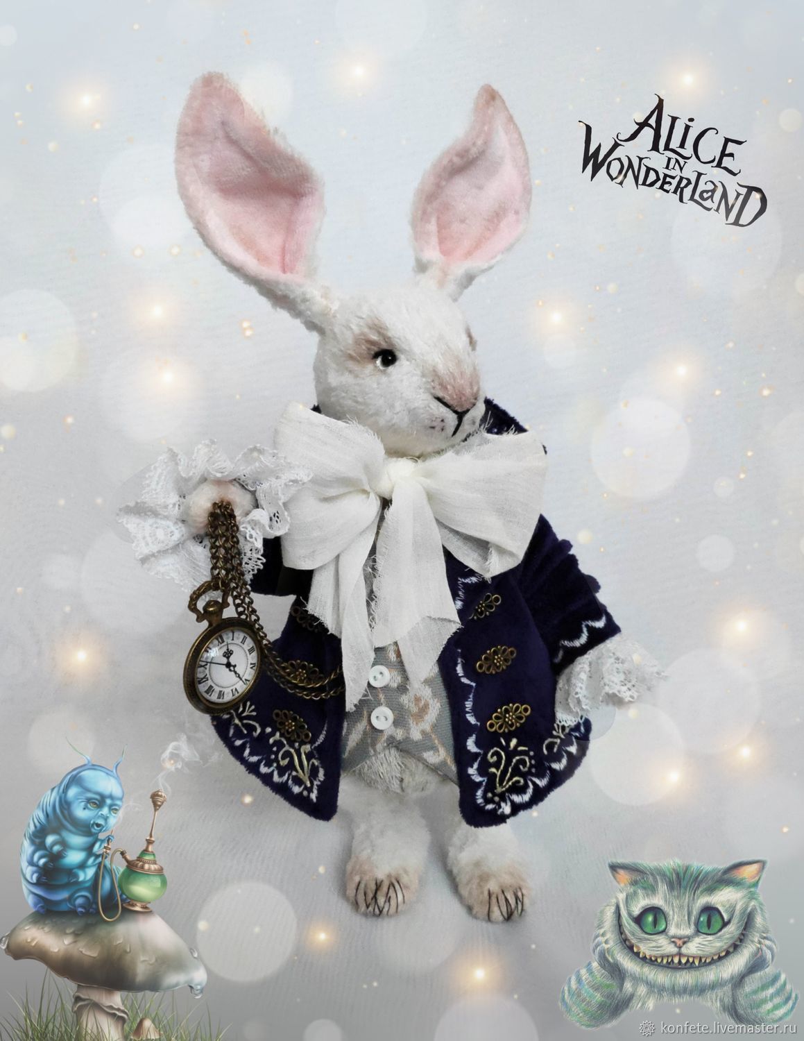 alice in wonderland stuffed white rabbit
