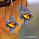 Silver Migratory Bird Earrings, amber, Earrings, Moscow,  Фото №1