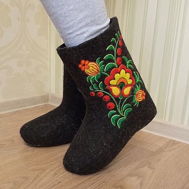 Обувь ручной работы. Ярмарка Мастеров - ручная работа Валенки самокатки укороченные женские "Хохлома". Handmade.
