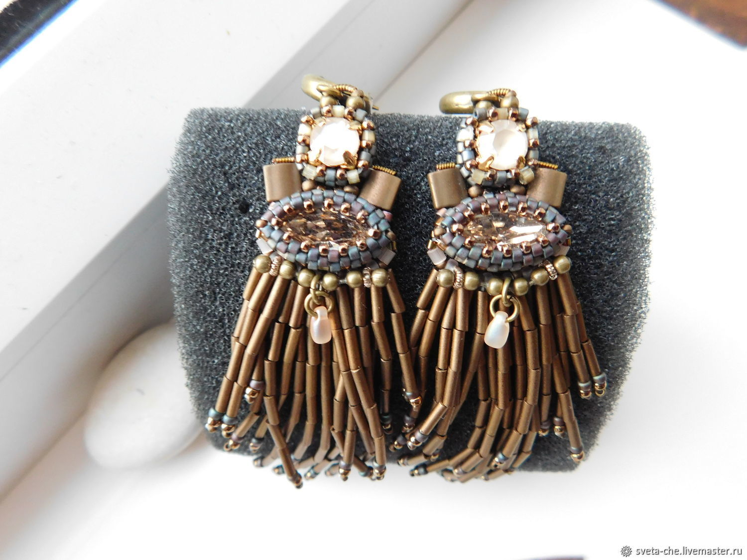 Серьги-кисти: Серьги из стекляруса Сахарный тростник в интернет ...