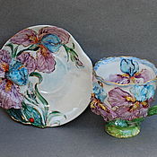 Посуда handmade. Livemaster - original item teacups: Irises. Handmade.