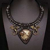 Beaded pendant with tiger's eye and Kalahari Jasper