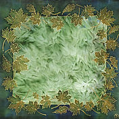 Аксессуары handmade. Livemaster - original item Handkerchief Batik Leaves Green Khaki Silk 100% Painted. Handmade.