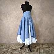 Одежда handmade. Livemaster - original item Swing skirt made of linen cornflower blue. Handmade.