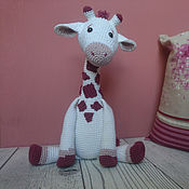 Куклы и игрушки handmade. Livemaster - original item Stuffed Toy Giraffe Large Knitted White with Pink. Handmade.