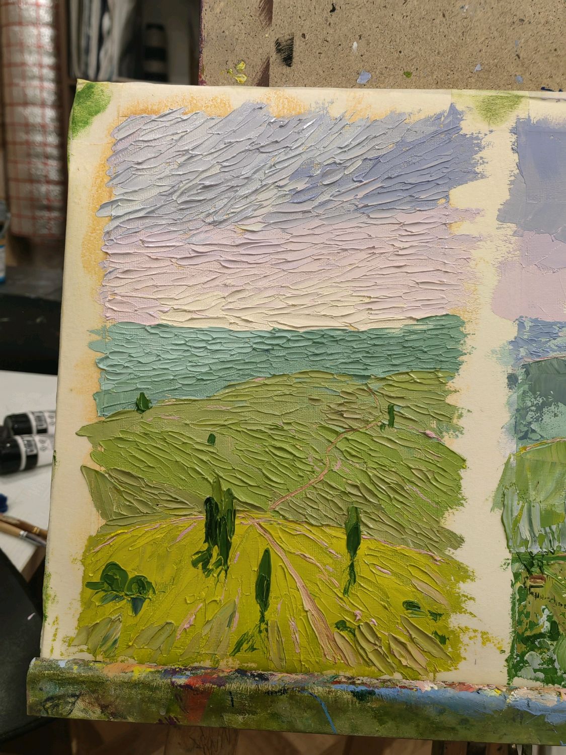 Картина крупными мазками. Пейзаж в нежных тонах. Картина в подарок в ...