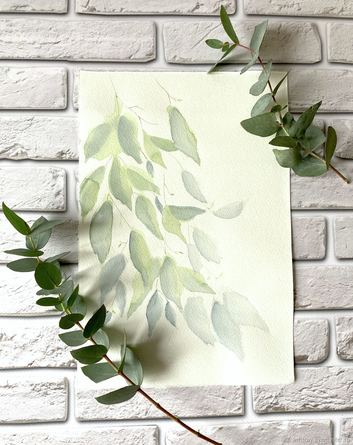 'In the rustle of the wind' watercolor (leaves, green), Pictures, Korsakov,  Фото №1