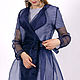 Dress trench coat blue, dark blue organza prom dress, dress with belt. Dresses. Lara (EnigmaStyle). My Livemaster. Фото №4