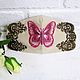 Face mask with embroidery pink butterfly with beads and lace, Protective masks, Moscow,  Фото №1